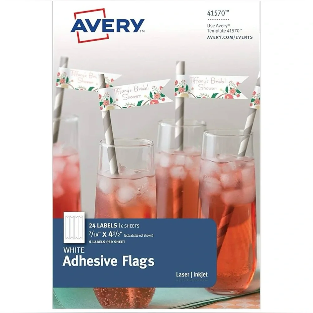 Lot of 3 Avery Square & Flag Labels. *NEW